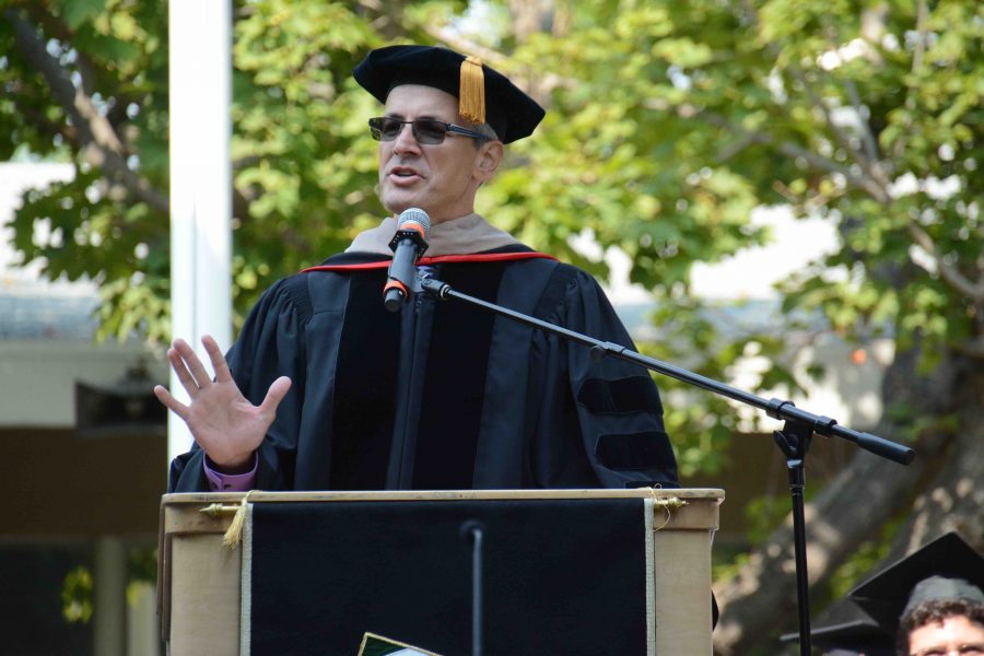 Mr. Nikoloff speaks at the 2016 baccalaureate ceremony. In an email sent to Harker parents on Monday and students on Tuesday, Head of School Christopher Nikoloff announced his resignation