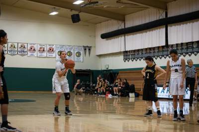 Senior Jordan Thompson takes a free throw. She recently surpassed the previous Harker record for most career points.