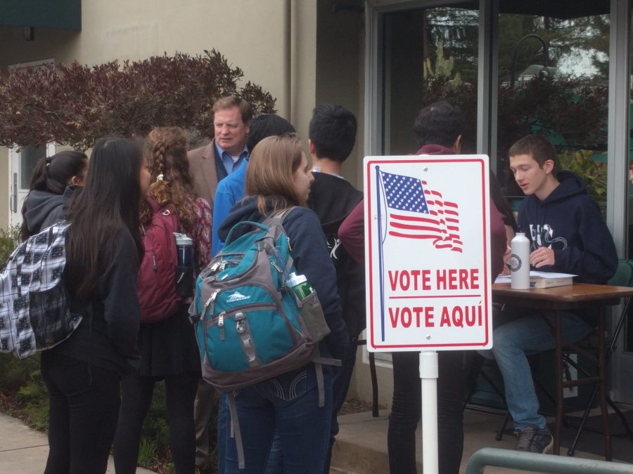 Freshmen lined up outside the journalism room to vote for their new Honor Council representatives on Feb. 6. 