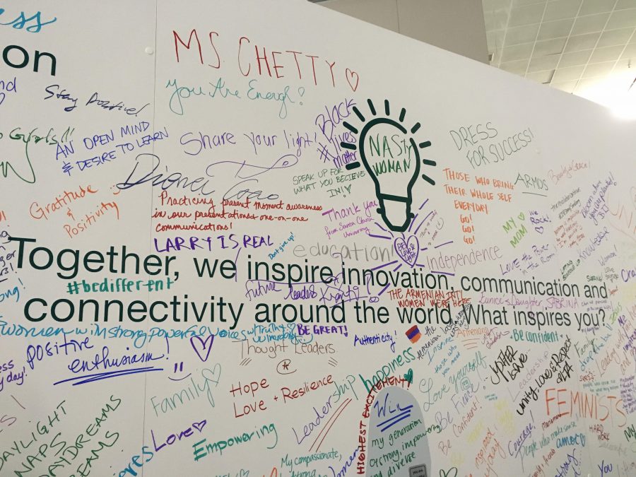 The board depicts statements students wrote on a communal mural at the conference. The event took place at the San Jose Convention Center on Feb. 1 from 7:30 a.m. to 5 p.m.