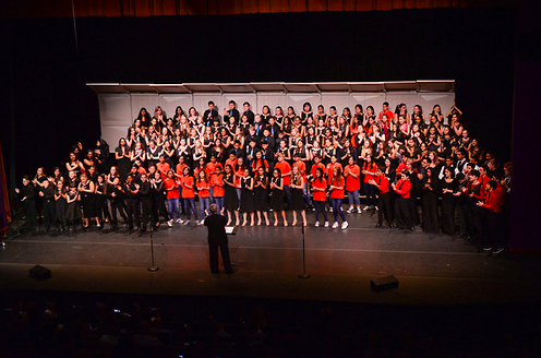 For the finale, every performing group gathered on stage to sing together. The United Voices concert is held annually in March at the Mexican Heritage Theater in San Jose.