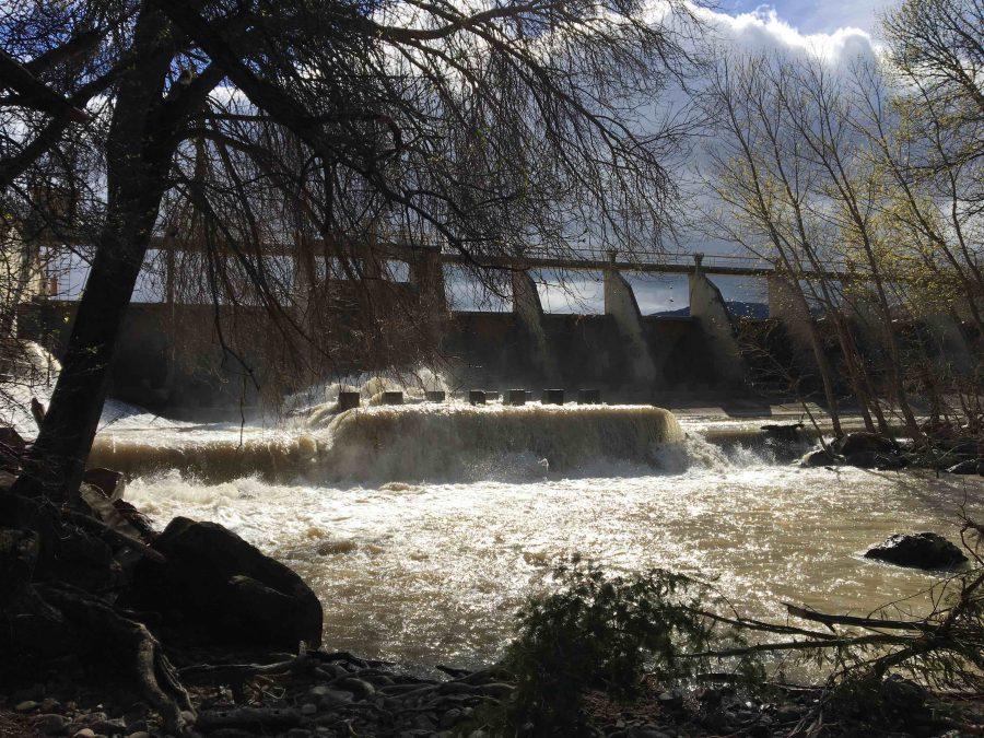 Water cascades from an overflowing creek in Santa Clara, washing up on the surrounding banks during floods in March. The Bay Area experienced a high amount of rainfall and flooding in early March, with water levels reaching a high of 14.4 feet in San Jose.