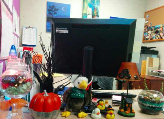 Assistant to Dean of Students Amy Hauck’s office is filled with Halloween-themed objects. 