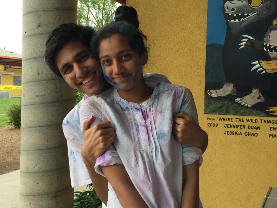 Saloni Shah (9) and her brother Manan Shah ('17) celebrate a festival. In 14 years, Saloni has developed a deep bond with her brother.