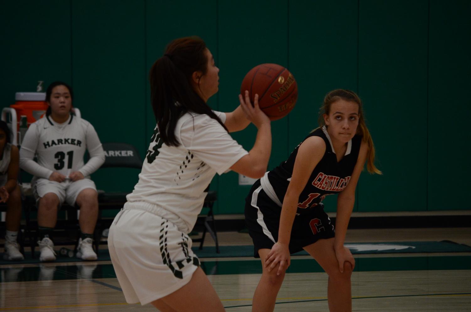 Kaidi Dai (10) prepares to shoot a free throw shot during the game against Castilleja. Their current record this season is 6-11.