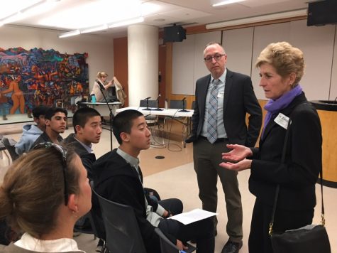 Green Team members speak to EPA official safter the listening session held by the EPA on Feb. 28.