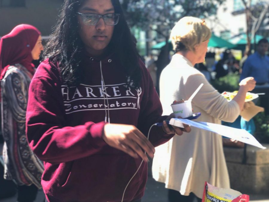 Neha Premkumar (11) holds her purchase of Pinkberry from Interact. Members of the organization sold Pinkberry and Pizookies during their club week to fundraise for education for girls in Burkina Faso.