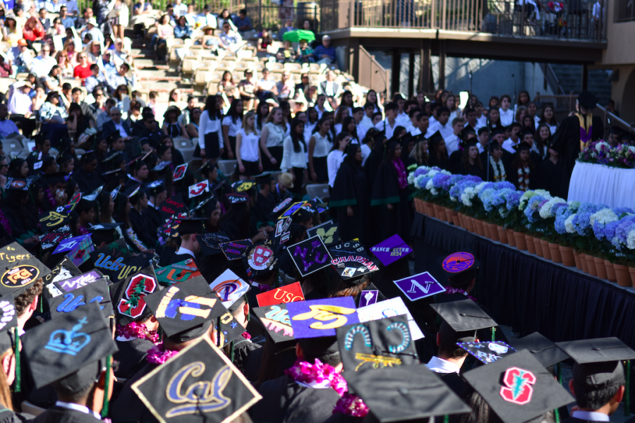 The Class of 2017 listens on as Upper School Head Butch Keller delivers his remarks at the graduation ceremony. Graduation for the Class of 2018 will take place on May 24.