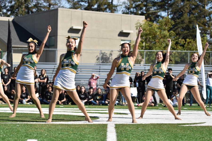 The varsity dance troupe performs during the spirit rally. The dance was choreographed to a mashup of J Balvin and Willy William’s “Mi Gente” and Cardi B’s “I Like It”.