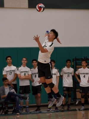 Billy Fan (10) jumps up and serves against Homestead. The team has an 18-0 record set-wise this season. 