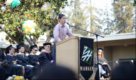 Former ASB president Sandip Nirmel (17) makes a speech at matriculation in 2016. The Harvard Crimson reported Friday that Sandip, who was a sophomore at Harvard University, died of an extended illness on Thursday.