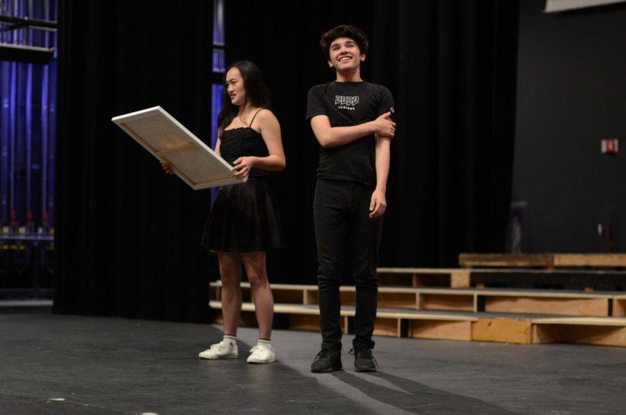 Katelyn Chen (12) and Joel Morel (12) act out a scene from "Seeing the Thing."