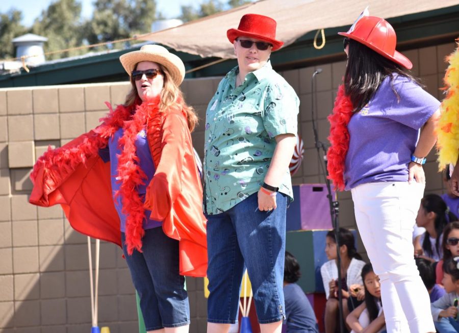 Director of Learning, Innovation and Design Diane Main acts out a part of the annual picnic show, themed 
