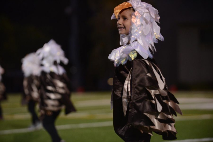 A member of the Eaglettes performs before the game. 