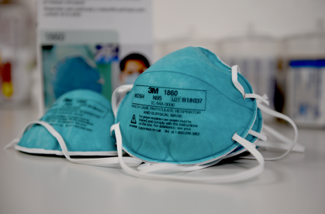 Emergency masks in the upper school office of nurse Clare Elchert. Masks like these are being used in China in public areas, where a novel coronavirus, 2019-nCoV, is rapidly spreading. 