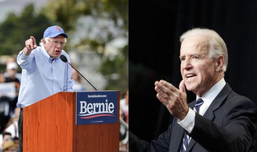 From left to right: Democratic candidates Bernie Sanders (I.-V.T.) and former Vice President Joe Biden.