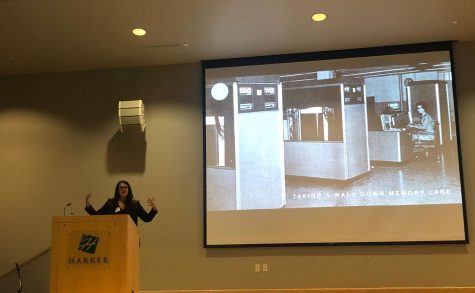 Postdoctoral researcher Dr. Vasiliki Rahimzadeh talks to students at ETCon. Rahimzadeh explored the use of genetic data in both aiding medical advances and presenting several legal issues regarding privacy and safety.
