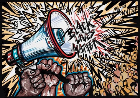 This illustration depicts how the country has reached a flashpoint. The African American community is speaking out against systemic racism and police violence, across the nation and in the Harker community, too.