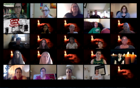 Attendees at the virtual Solidarity and Fellowship Vigil used images of candles as their Zoom backgrounds to symbolize their support and solidarity. The hosts provided the photo of the candle in the Zoom chat for participants to download.