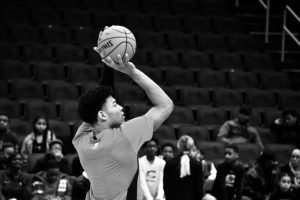 Washington Wizards point guard Rui Hachimura warms up his jumpshot prior to the teams game against the Charlotte Hornets earlier this season. Athletes in professional sports leagues across the nation have boycotted their games in light of the shooting of Jacob Blake in Kenosha, Wisconsin.