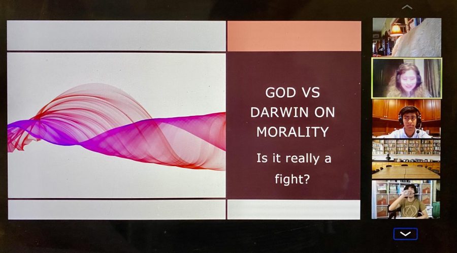 Professor+Michael+Ruse%2C+a+professor+of+philosophy+from+Florida+State+University%2C+discusses+the+concepts+of+evolution+in+connection+to+those+of+human+morality.+Philcon+was+held+virtually+on+Oct.+16+and+17.+