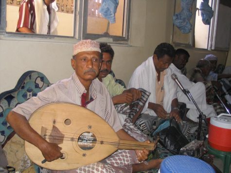 Yemenis play music at a cultural club in Aden, Yemen. The conflict between the Houthis and the Saudi Arabian coalition has largely affected the civilian population of Yemen, with many facing famine, disease, poverty and a lack of access to education.