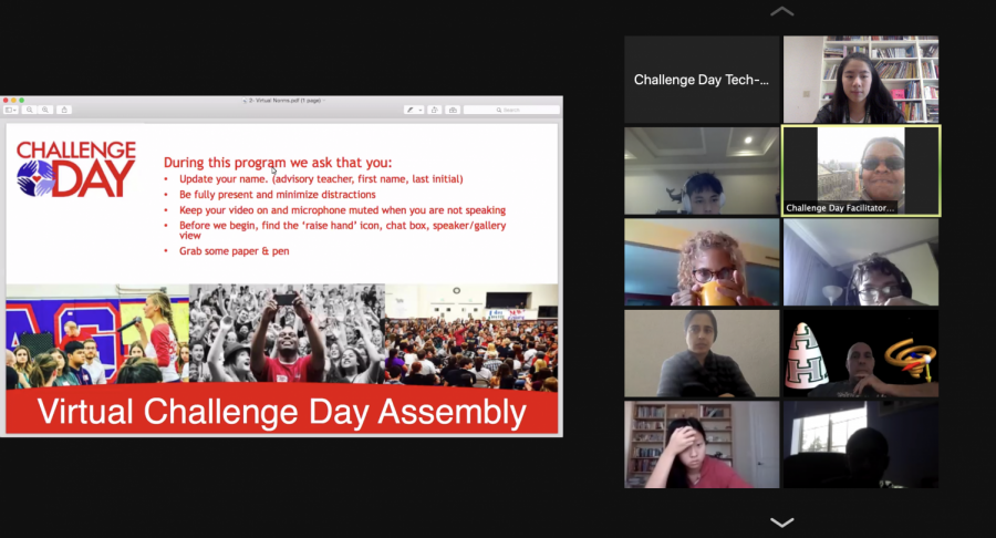 Nearly+900+upper+school+students+and+faculty+attended+a+Challenge+Day+assembly+over+Zoom+on+Monday+to+learn+about+the+importance+of+empathy+and+awareness+in+the+community.+Challenge+Day+is+a+nonprofit+working+to+bridge+differences+and+build+compassion+in+communities.