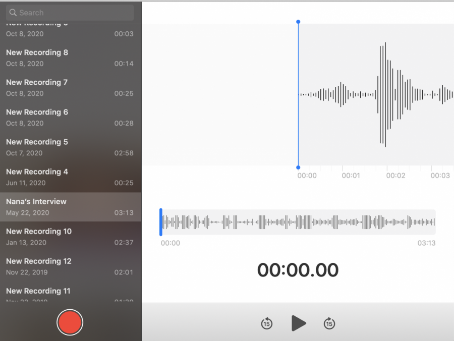 This is a screenshot from my Voice Memos of the interview with my grandfather in May 2020. While the interview was only a few minutes long, the recording serves as a memory of my grandfathers stories.
