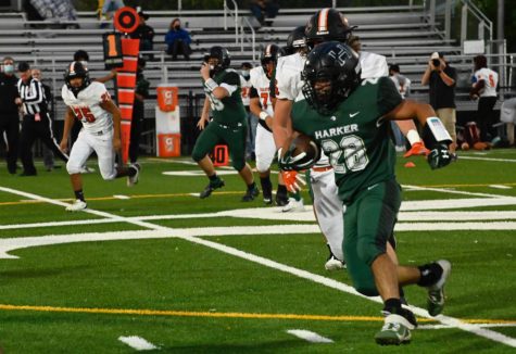 Dylan Parikh (11) rushes during the varsity football teams match against the California School for the Deaf this past Thursday, Oct. 21.