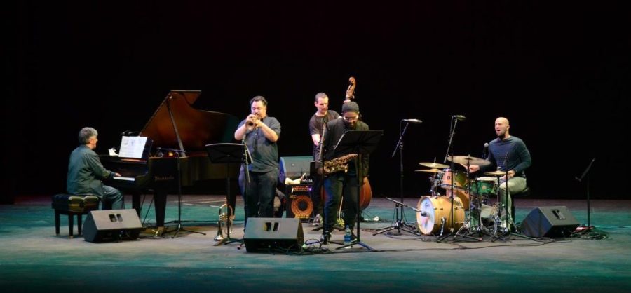 The Jared Schonig Quintet rehearses during the master class before the concert last Friday. 
The quintet performed later that night in the Patil Theater from 7-9 p.m.