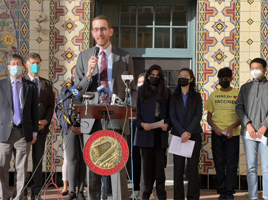 California State Senator Scott Wiener introduces California Senate Bill 866 (SB 866), which would allow individuals 12 years old and older to receive vaccinations without parental approval, on Jan. 21 at a press conference in San Francisco. “I think we have a shot for getting it passed,” Weiner said. “Its not guaranteed, the California legislative process is very complicated.
