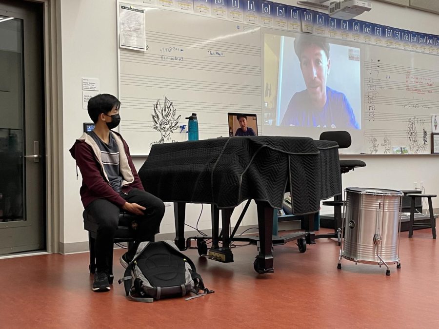 Guitarist Brian Moran discusses careers in music with members of Music Creation Club through a Zoom meeting on April 1. 