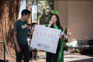 Sasvath Ramachandran (12) promposes to Yejin Song (12). With prom quickly approaching tomorrow, numerous promposals took place on campus over the last few weeks, ranging from the simple and straightforward ask to the elaborately designed scheme. 
