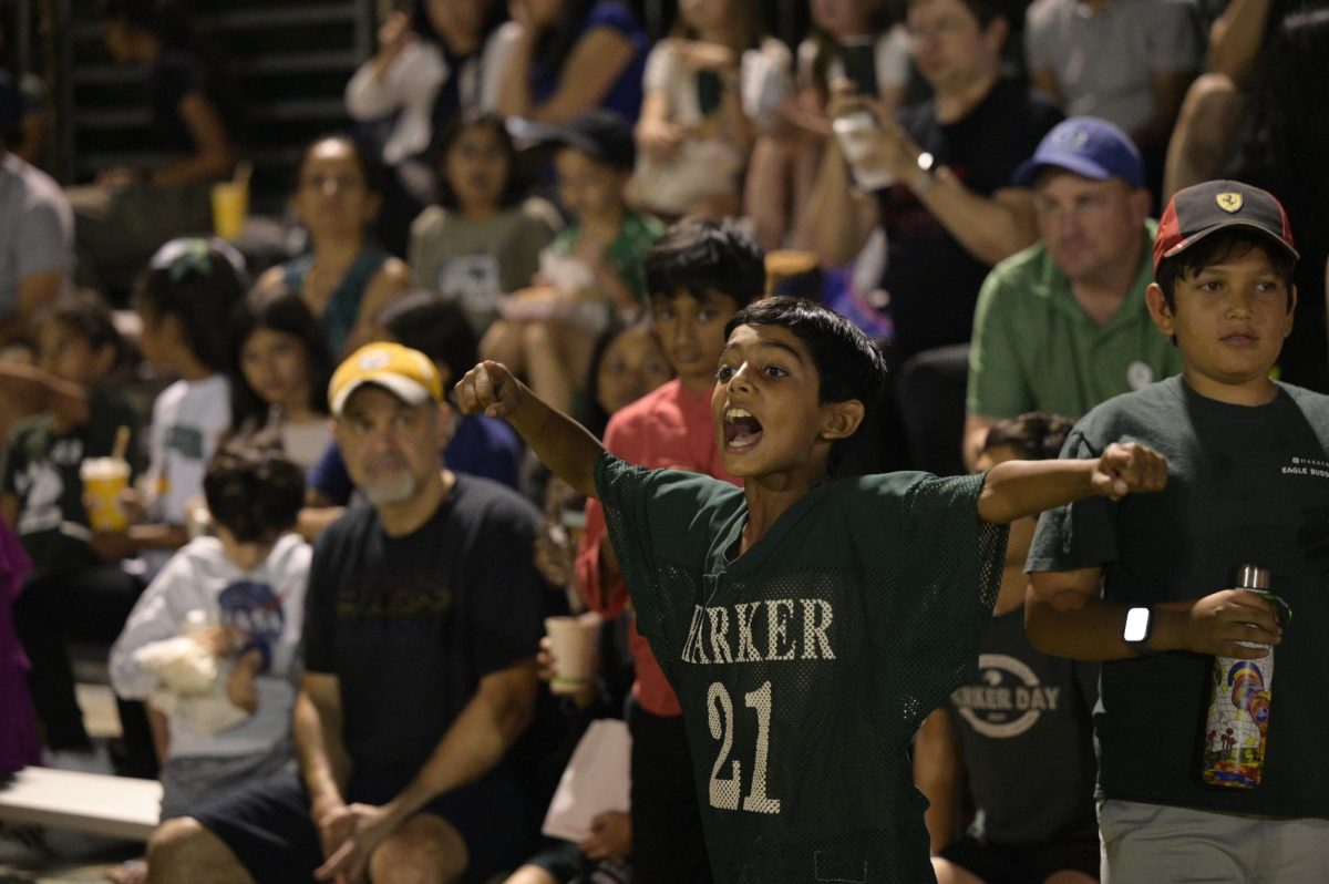 A young spectator dressed in a Harker football jersey supports the team. “Rayan, you rule,” he said.