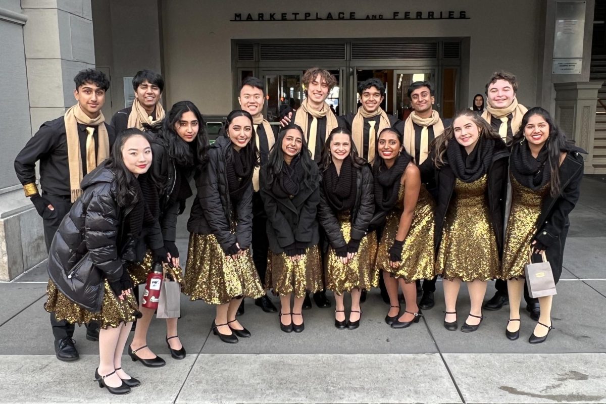 Downbeat poses outside San Francisco's Ferry Building, their penultimate stop on their Dec. 1 tour. They closed out the tour with a home show in Nichols Auditorium. 