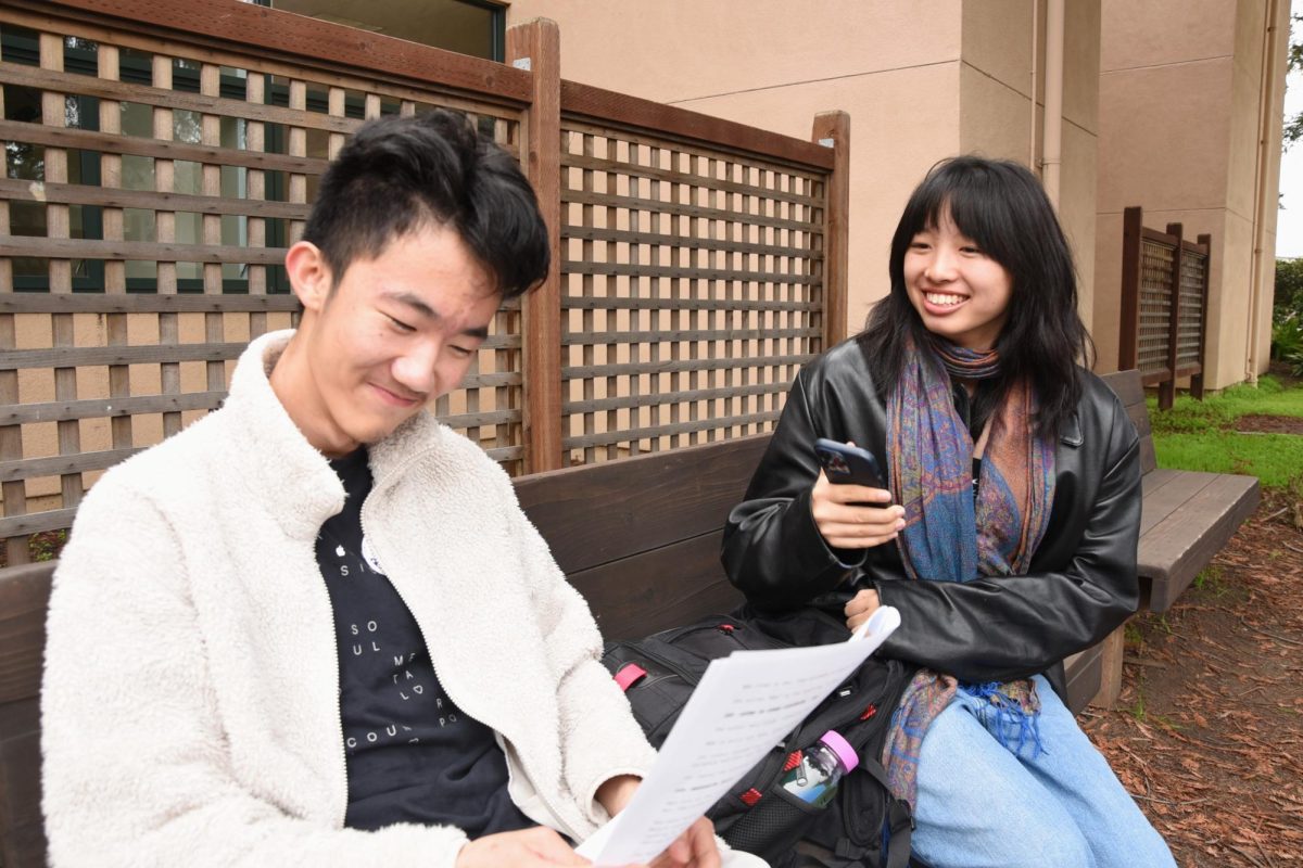Film club producer Ethan Guan (11) and main actor Iris Fu (12) read out the films screenplay on March 5. It was a very low-stakes environment and we were just having fun with the script, Iris said.
