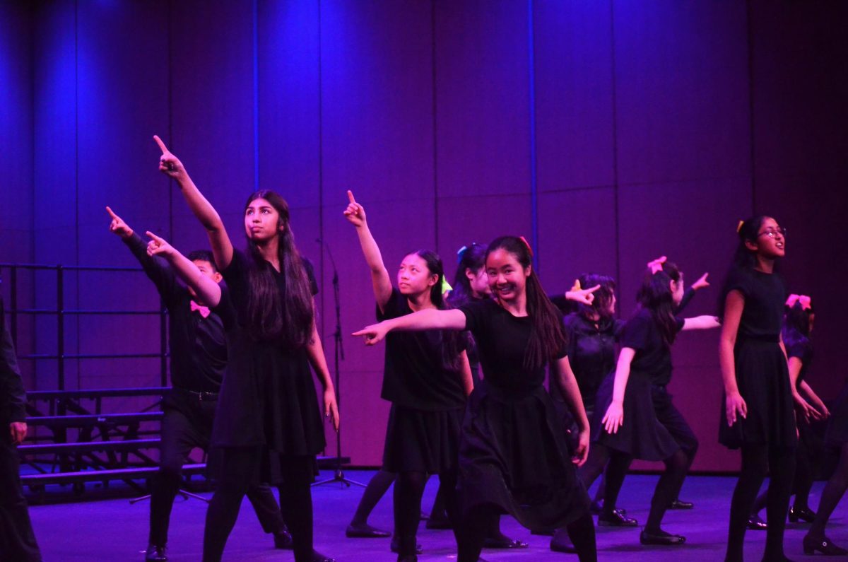 Harmonics strikes a pose in the middle of their performance of Sing arranged by Mark Brymer. Combining energetic dancing with animated singing, the group brought the piece to life.