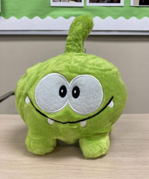 Om Nom is the protagonist of the Cut the Rope video game produced by Zeptolab, but it also has connections to the Harker community. Om Nom has recently become more prevalent at Harker, appearing throughout campus.