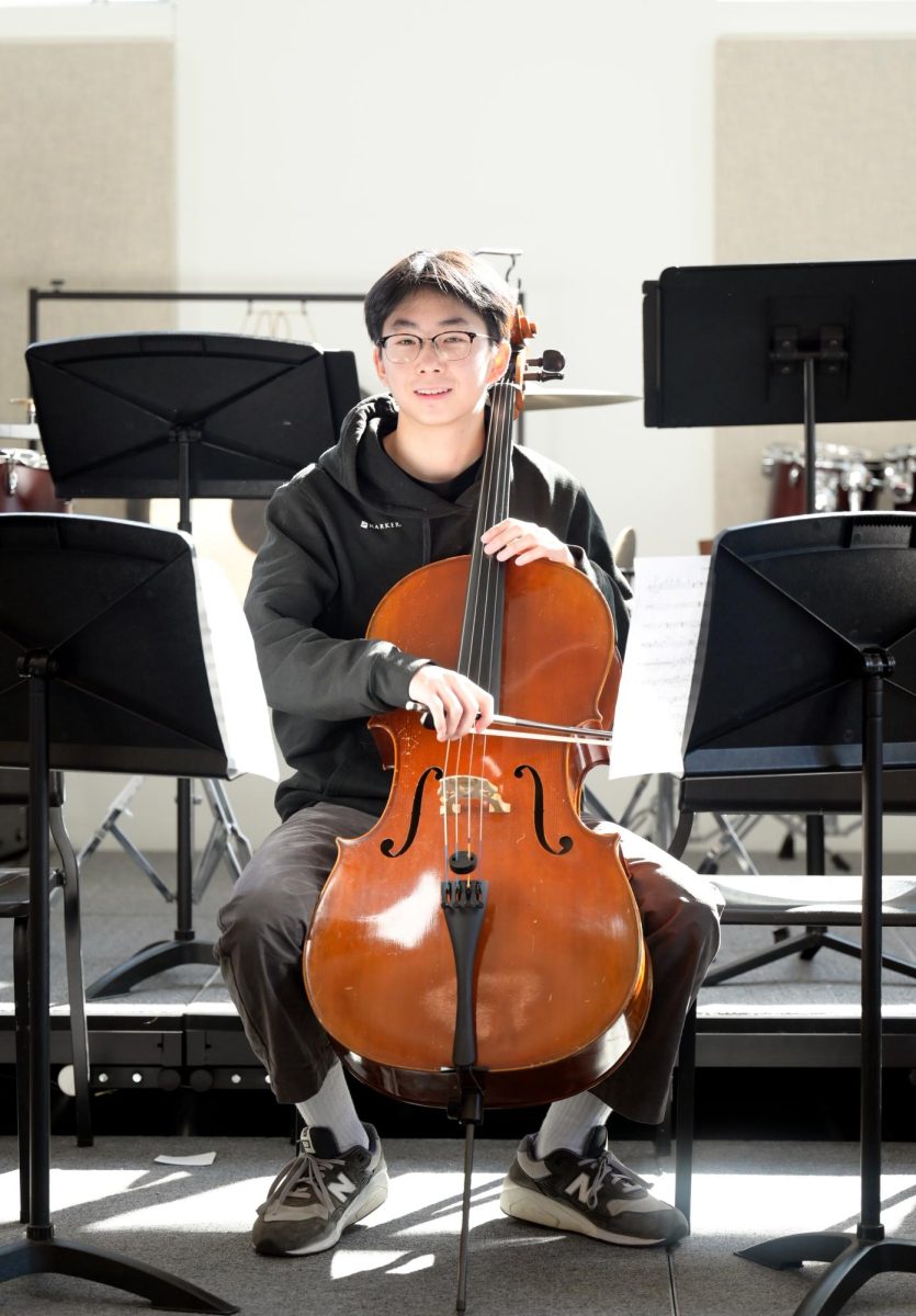 “Playing the cello is refreshing after a day of being at school. It uses a different part of your brain — it’s like a puzzle piece finding all the other fingerings and what to do. I can forget about all my schoolwork and think about something else. It’s
fulfilling to play well, Andrew Tang (12) said.