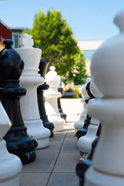 Tucked between Nichols and Dobbins, the giant chessboard is a hotspot for both experienced and amateur chess enthusiasts alike, serving as a bonding activity for students or a battleground for friendly competition.