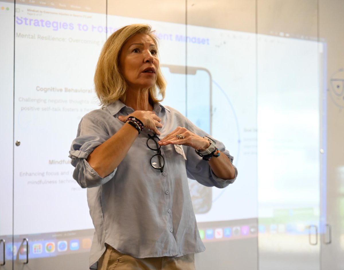 Former Olympian and psychologist Tere Zacher presents about how to foster and maintain a resilient mindset. “Whatever you set your mind into, you can achieve, regardless of where you come from, regardless of your age,” Zacher said.