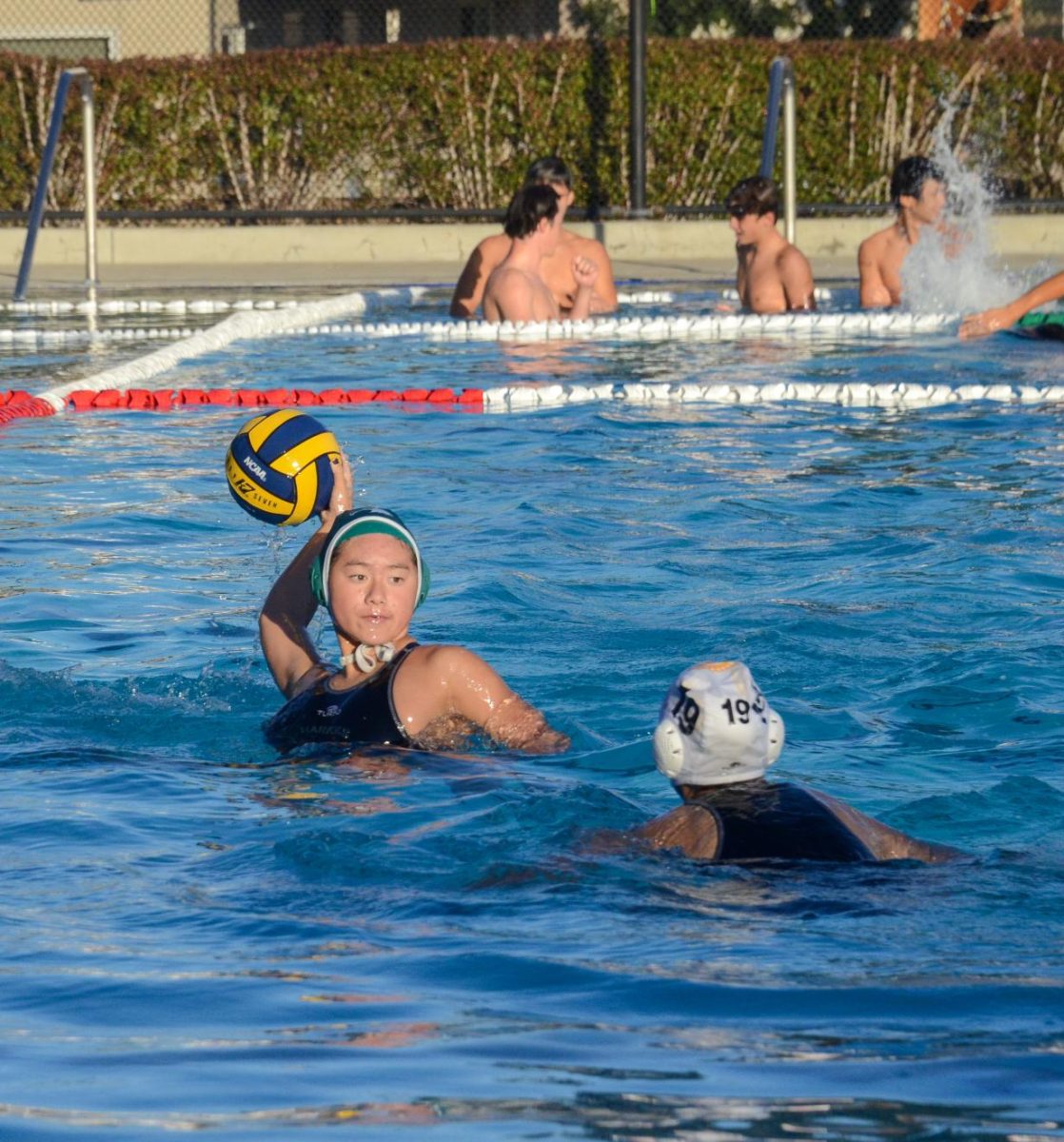 Melody brings the ball over her head, getting ready to launch the ball in the fourth quarter. The Eagles once again prevented the Spartans from netting any goals in the final quarter. 