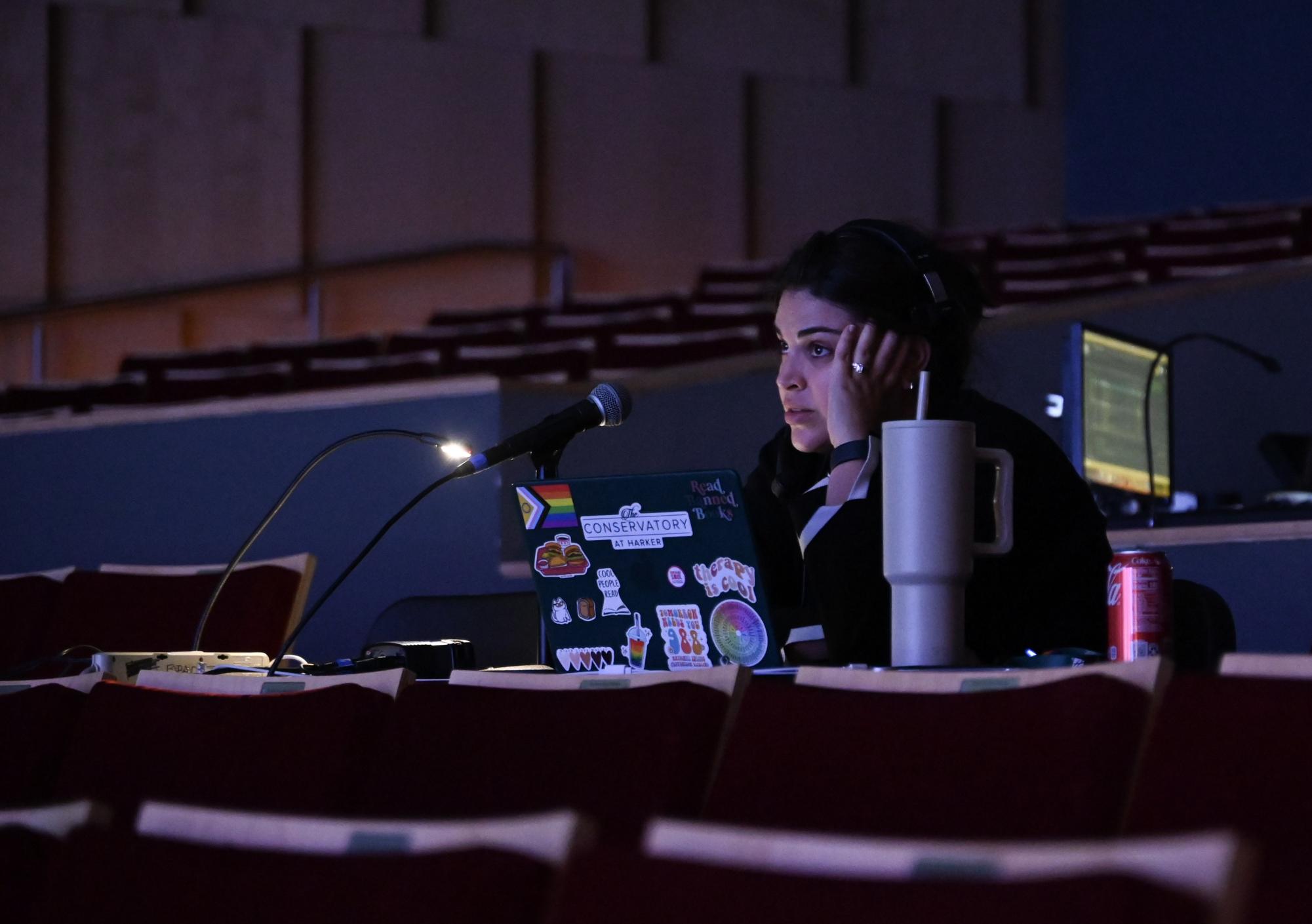 Theater teacher Brandi Griffith directs the Tech Day rehearsal. "The cast took my guidance to heart and they applied it to each rehearsal, so the show just got better and better as time went on," Griffith said.