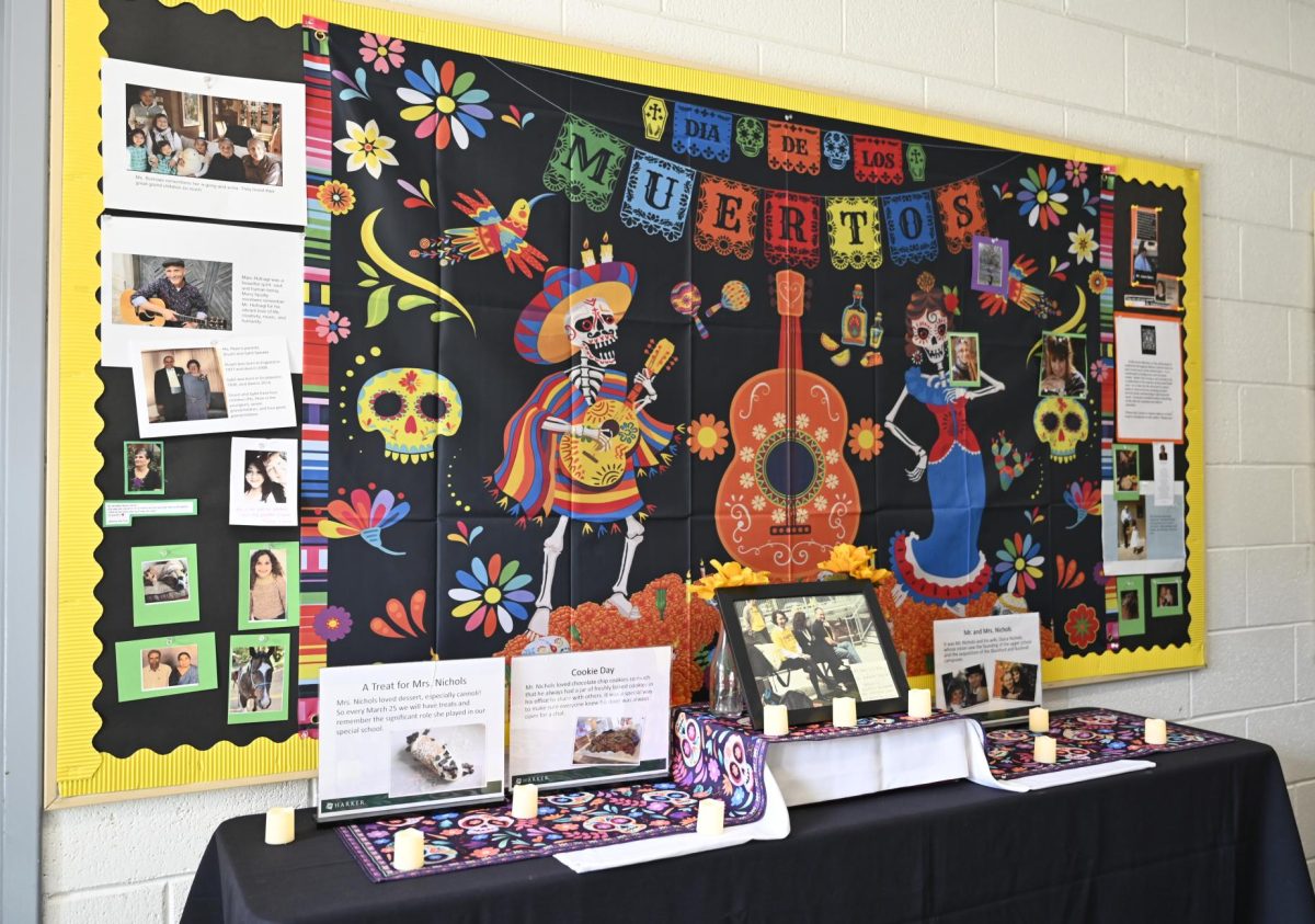 Ofrendas, or altars, are a recognizable hallmark in modern celebrations of the holiday that act as a tribute for deceased loved ones. At Harker, Spanish teacher Diana Moss collaborated with the Office of DEI to set up altars in Main Hall in honor of Día de Los Muertos.