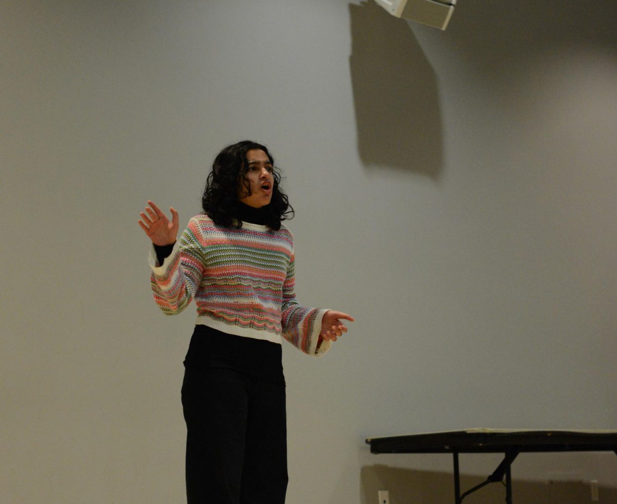 Sophomore Lana Tariq performs her monologue as Queen Margaret from “Henry VI: Part 3.” She won first place for her performance and will go on to perform in the regional Shakespeare monologue contest in San Francisco.