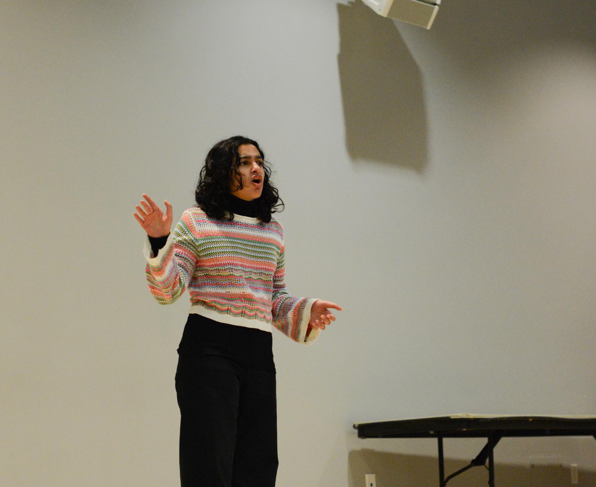 Sophomore Lana Tariq performs her monologue as Queen Margaret from “Henry VI: Part 3.” She won first place for her performance and will go on to perform in the regional Shakespeare monologue contest in San Francisco.