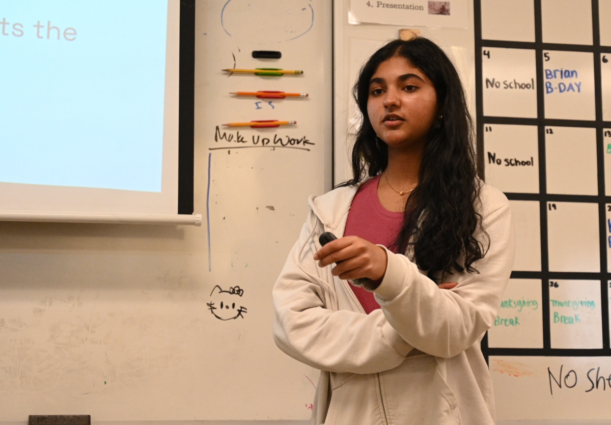 Tanisha Vaish (10) teaches students at the KIPP Heritage Academy in San Jose. She covered concepts like acid-base chemistry and surface tension.