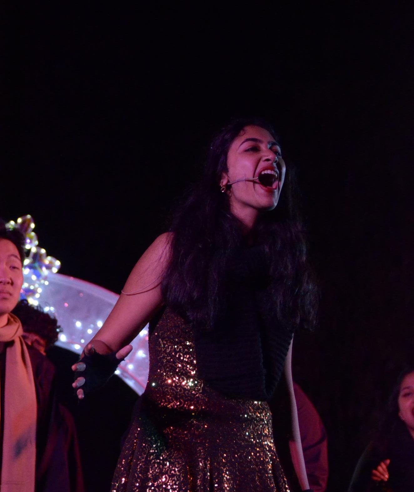 Senior Shruti Srinivasan performs a mini-solo during the song "Feeling Good" by Nina Simone. A few other Downbeat members, such as senior Ananya Das and junior Charlotte Ludlow, also sang solos during this song.