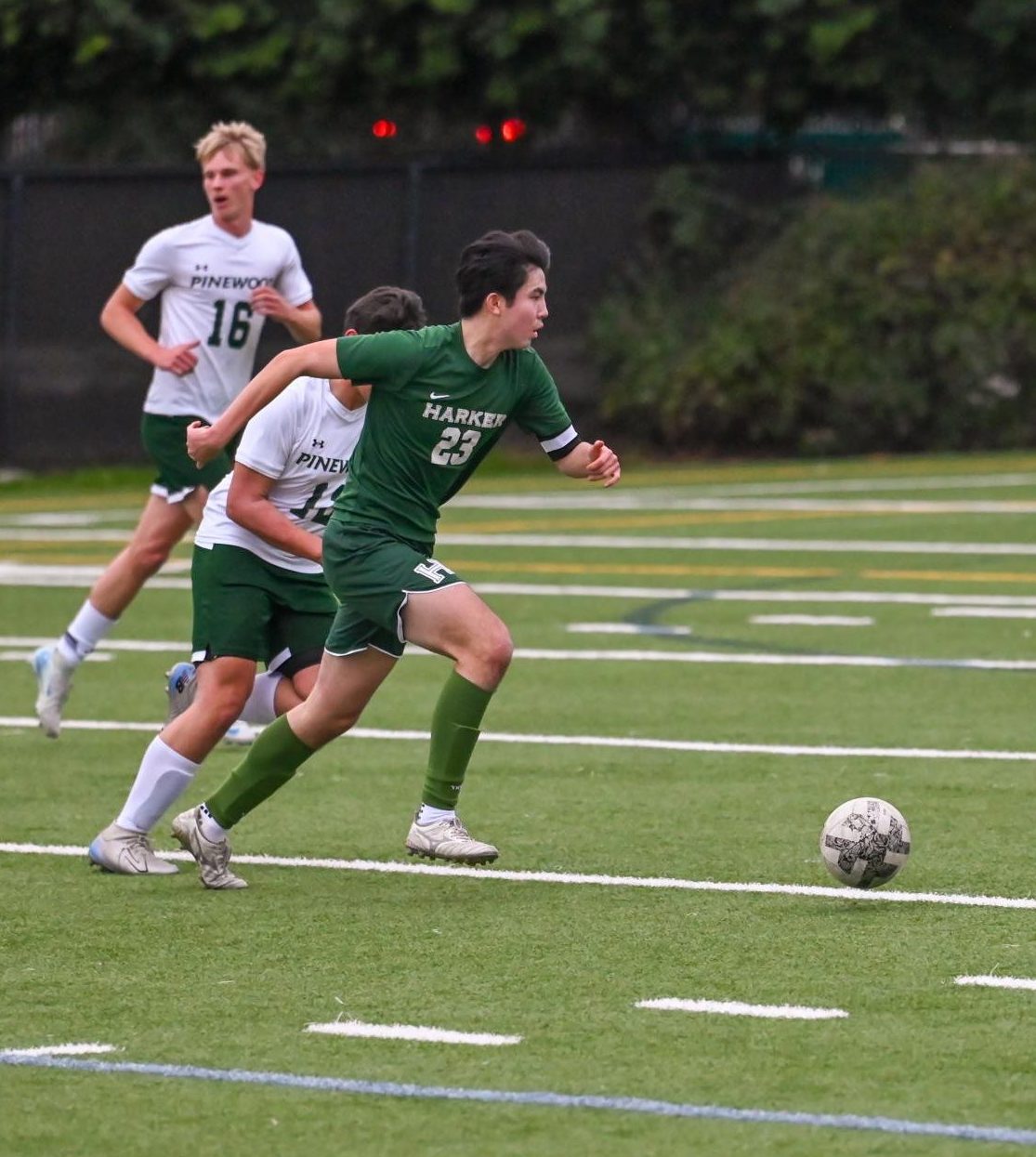 Alec pushes the ball to set up a shot. Taking numerous shots throughout both halves, Alec created attacking opportunities for the team.