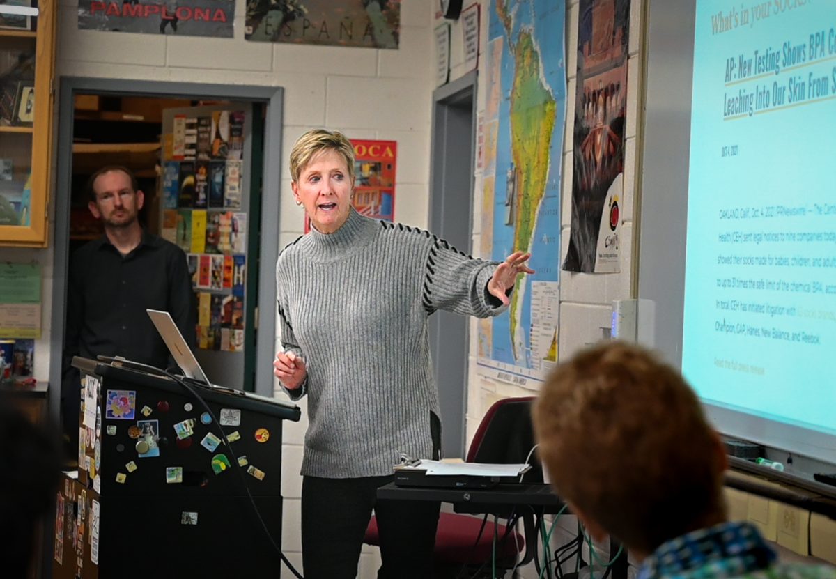 Green Team spekaer Tami Mulcahy pointed out the abundance of plastic in modern society. “We have to start eliminating the plastics and microplastics from our lives,” Mulcahy said.